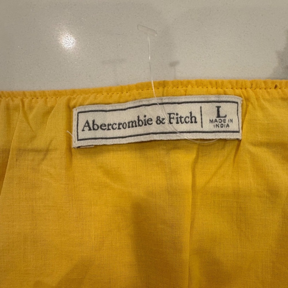 Abercrombie & Fitch Yellow 100% Cotton Mini Skirt Side Zip Size L 186K0015 - Picture 5 of 8